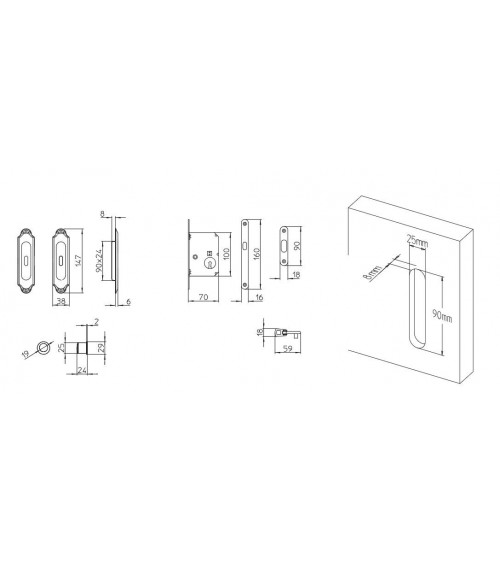 Tirador para puerta corredera elegante MANDELLI 1028C/S ferretería de diseño