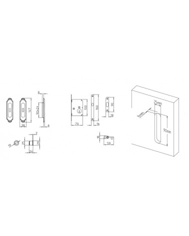 Tirador para puerta corredera elegante MANDELLI 1028C/S con dimensiones
