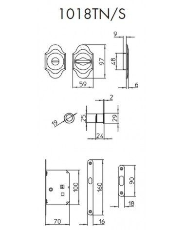 Tirador para puerta corredera moderna MANDELLI 1018TN/S con dimensiones