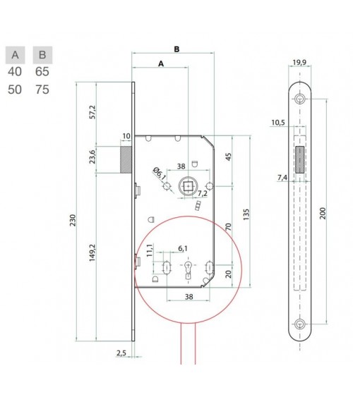Bonaiti B-France llave de habitación - cerradura magnética moderna con llave L - tirador de diseño