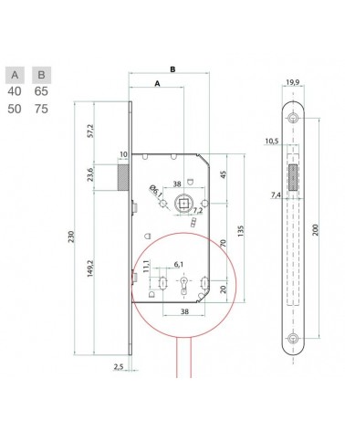 Bonaiti B-France llave de habitación - cerradura magnética moderna con llave L - tirador de diseño