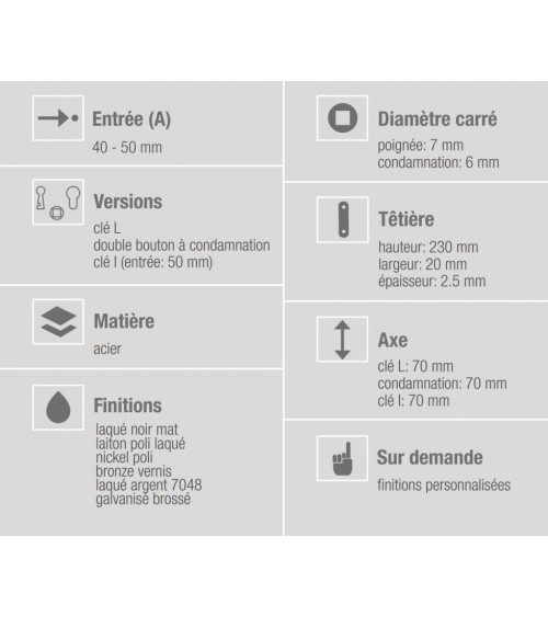 Bonaiti B-France WC - cerradura magnética elegante con condena - tirador de diseño