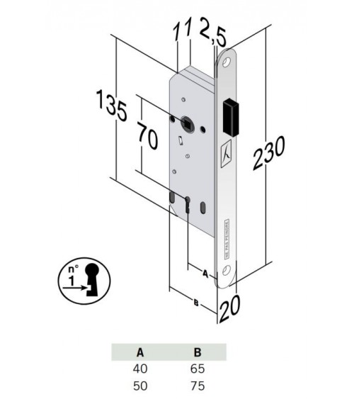 Bonaiti B-France llave de habitación - cerradura magnética moderna con llave L - tirador de diseño