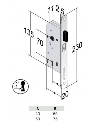 Bonaiti B-France llave de habitación - cerradura magnética moderna con llave L - tirador de diseño