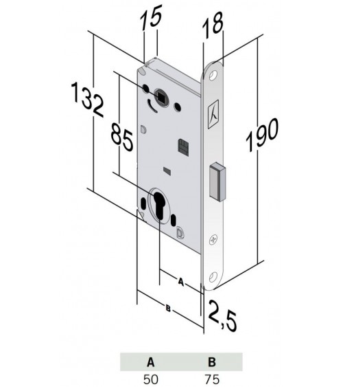 Bonaiti B-Forty llave de bombín - cerradura magnética de diseño con llave "i" - tirador de diseño