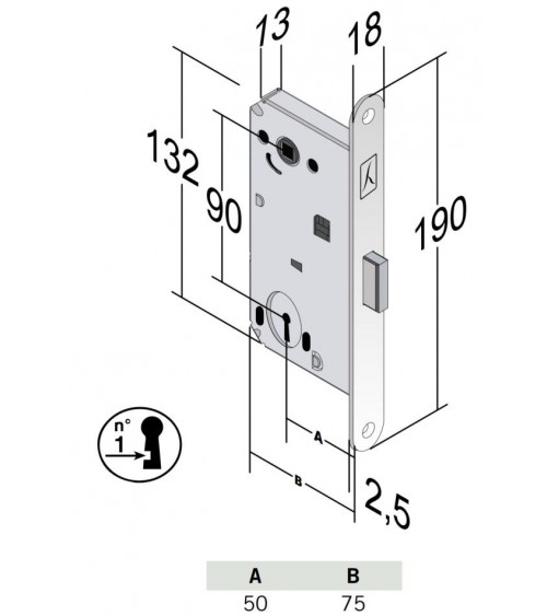 Bonaiti B-Forty llave de habitación - cerradura magnética moderna con llave L - tirador de diseño