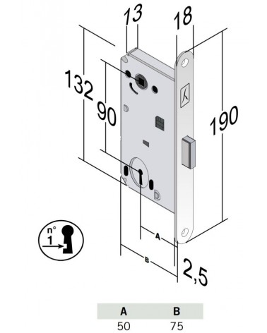Bonaiti B-Forty llave de habitación - cerradura magnética moderna con llave L - tirador de diseño