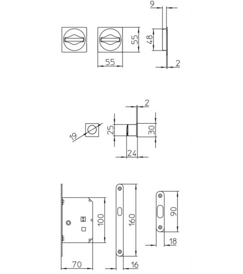 Tirador para puerta corredera de líneas depuradas MANDELLI 1108TNN/S ferretería decorativa