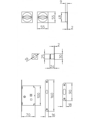 Palanca para puerta corredera depurada MANDELLI 1108TNN/S con dimensiones