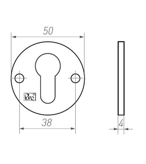Roseta de puerta R PURE llave L-17 - ferretería de diseño