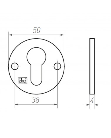 Roseta de puerta R PURE llave L-17 - ferretería de diseño