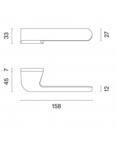 Tirador de puerta futurista PLUMERIA con dimensiones