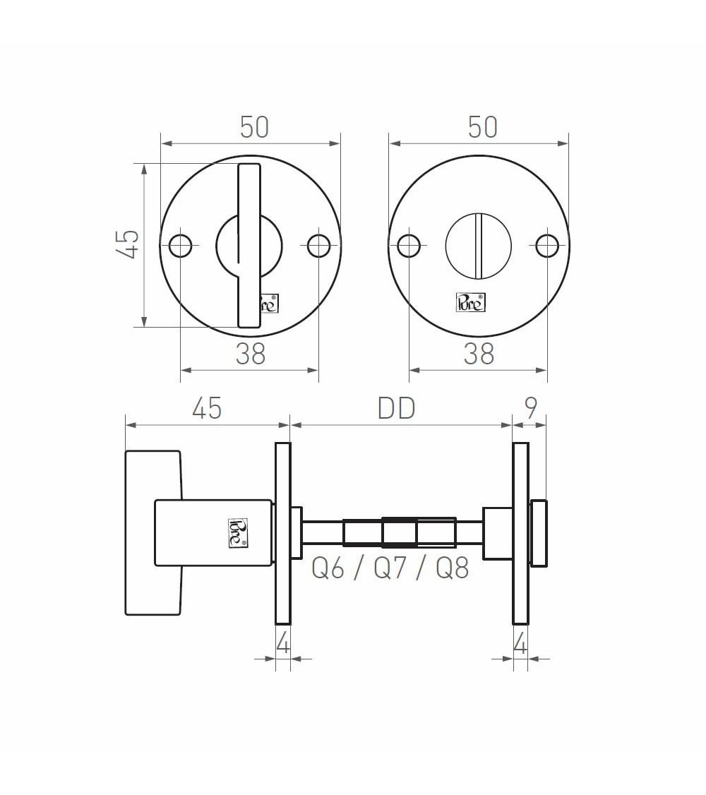 Roseta de puerta R PURE WC 50R - herrajes de diseño