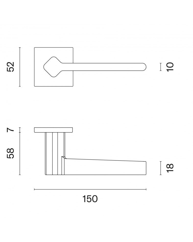 Tirador de puerta futurista NINFEA con dimensiones