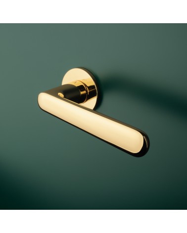 Tirador de puerta oro pulido ARIA diseño montada en una puerta