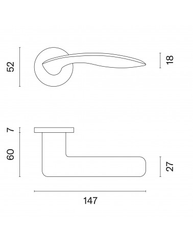 Manilla de puerta ROBINE con dimensiones