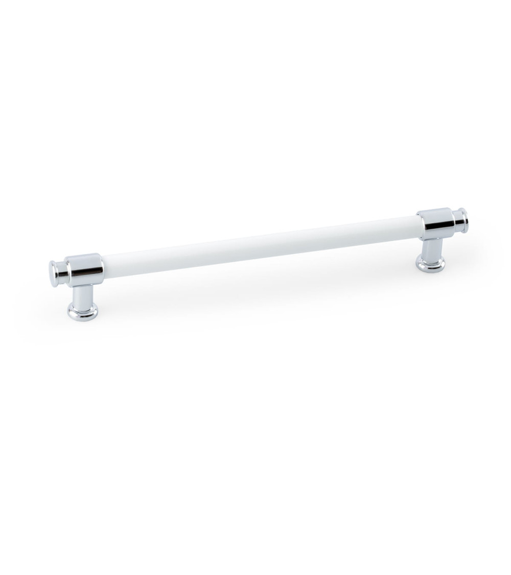 Tirador de mueble blanco brillante/cromo brillante GALIUM-1 tirador de diseño