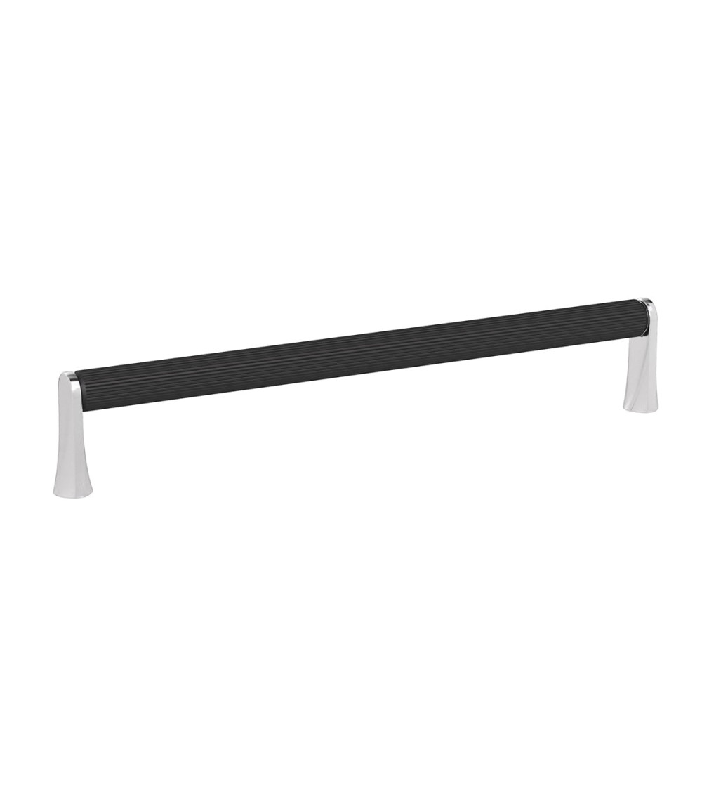Tirador de mueble anodizado negro/cromo brillante NATALE estriado diseño