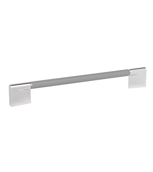 Tirador de mueble anodizado natural/cromo brillante TIARA texturizado diseño