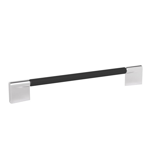 Tirador de mueble anodizado negro/cromo brillante TIARA texturizado diseño