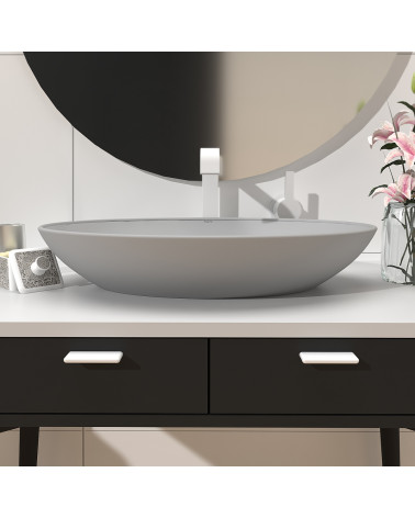 Tirador de mueble blanco brillante NOX-1 tirador de diseño montado en un mueble de cuarto de baño