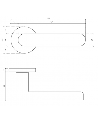Manilla de puerta ALORA con dimensiones