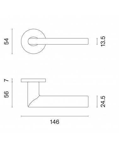Tirador de puerta KALMIA con dimensiones