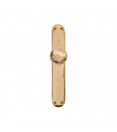 Botón de puerta en oro pulido sobre placa de limpieza P40 - herraje de diseño