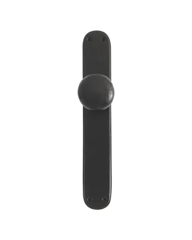 Bouton de puerta oxidado sobre placa embellecedora P40 - tirador de diseño