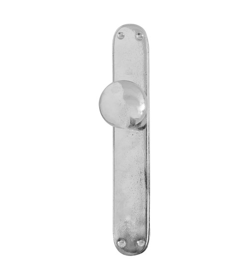 Botón de puerta cromo cepillado sobre placa de limpieza P40 - manilla de diseño