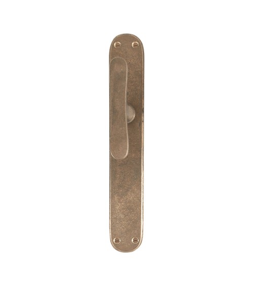 Manecilla de puerta bronce bruto sobre placa longitudinal original PHTT 40 - manecilla de diseño