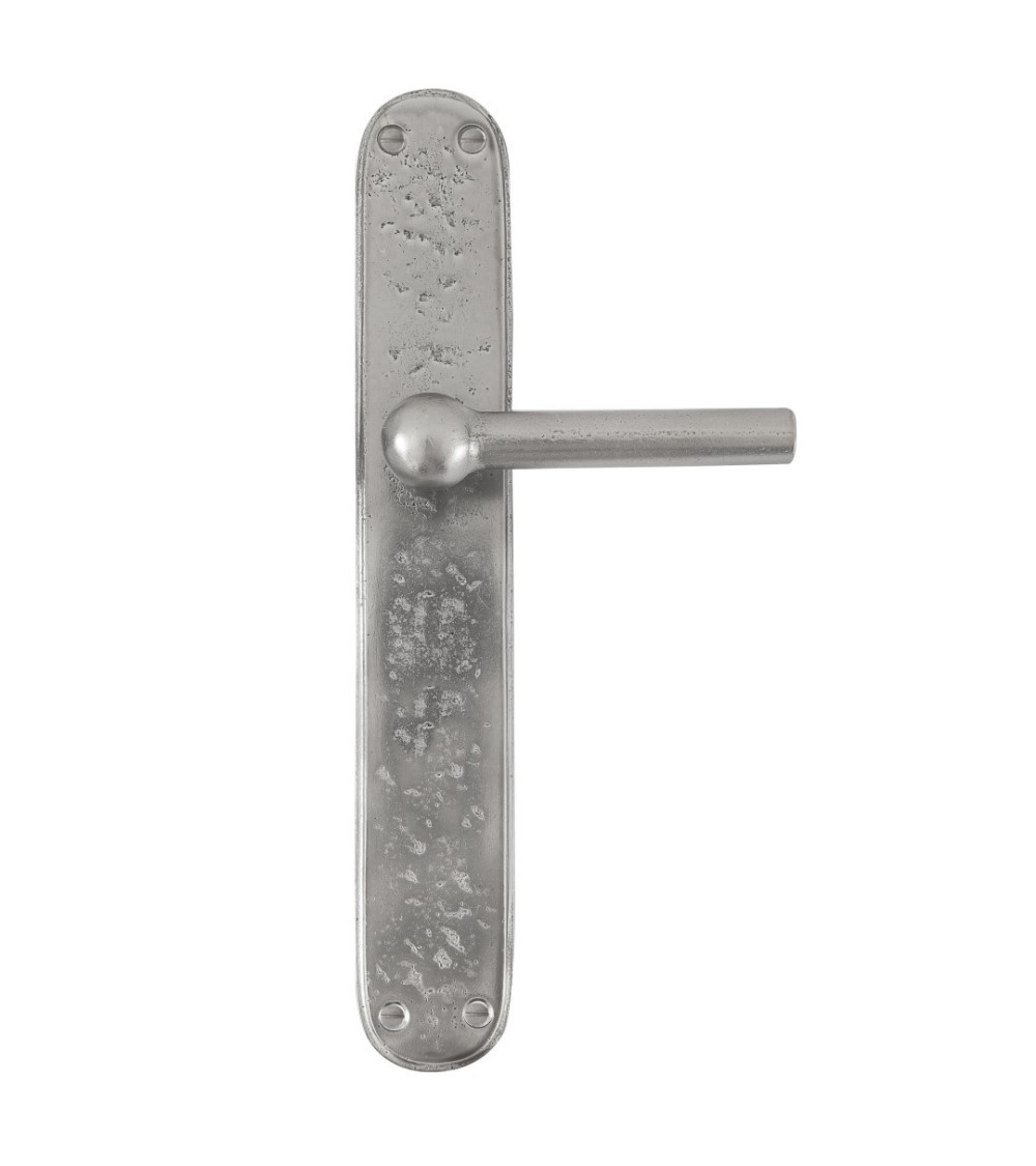 Manija de puerta cromada sobre placa de hierro BECDF - manija de diseño