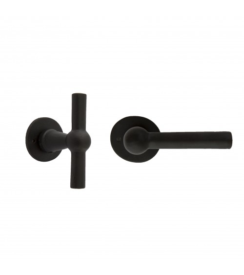 Tirador de puerta + tirador vertical negro en hierro BECDF - tirador de diseño