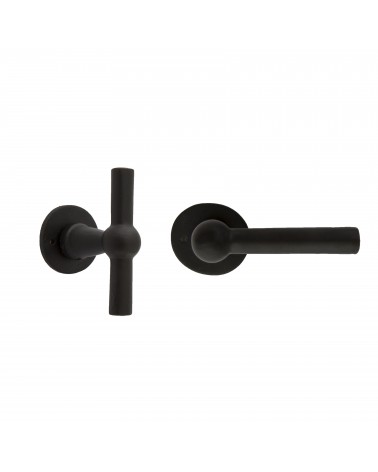Tirador de puerta + tirador vertical negro en hierro BECDF - tirador de diseño