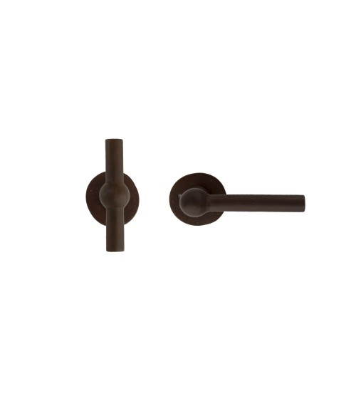 Manija de puerta + manija vertical oxidada en hierro BECDF - manija de diseño