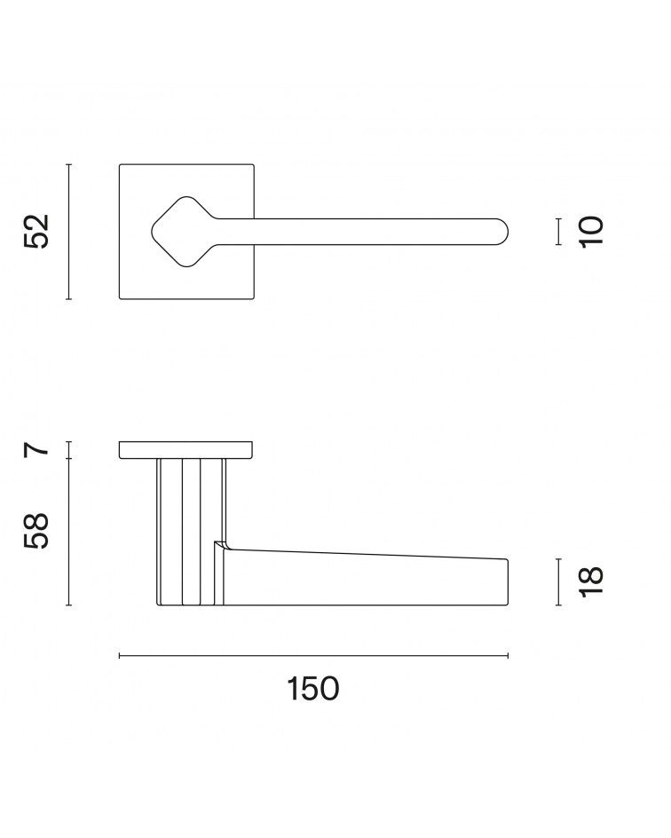 Tirador de puerta NINFEA con dimensiones