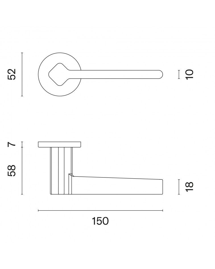 Manilla de puerta NINFEA con dimensiones