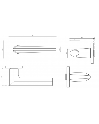 Tirador de puerta JASMINA con dimensiones