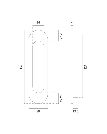 Tirador de puerta corredera APRILE 7040 con dimensiones