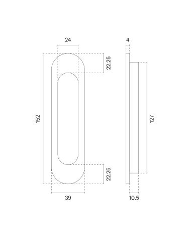 Tirador de puerta corredera APRILE 7040 con dimensiones