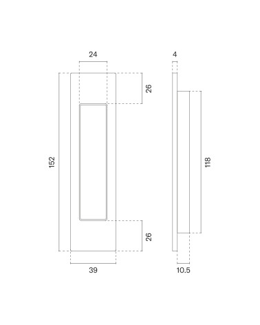 Tirador de puerta corredera APRILE 7039 con dimensiones