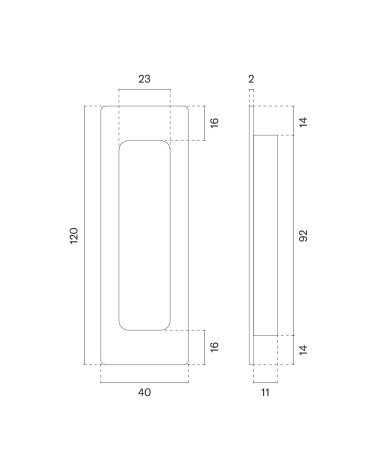 Tirador para puerta corredera STERK 1716 con dimensiones