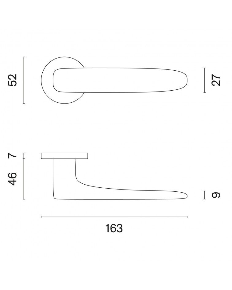 Tirador de puerta ROSA con dimensiones
