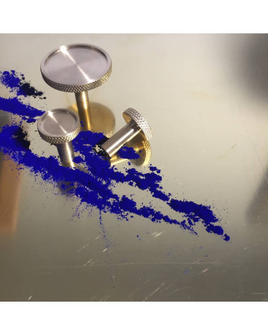 Botón de mueble en latón VERA herraje de diseño con decoración en polvo azul