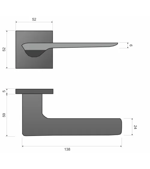 Palanca de puerta de material zamak LIGNE herraje de diseño