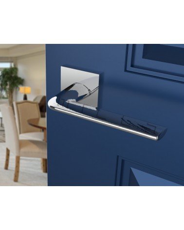 Tirador de puerta de zamak STINGER tirador de diseño color 4 vista inclinada montada en una puerta