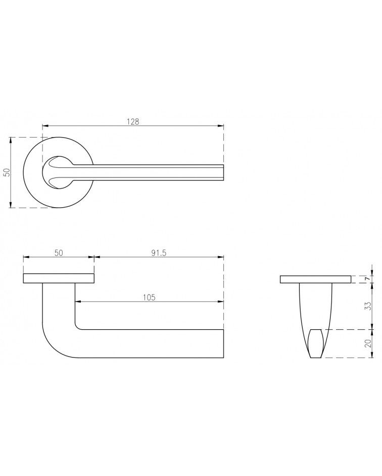 Tirador de puerta OLEANDRO con dimensiones