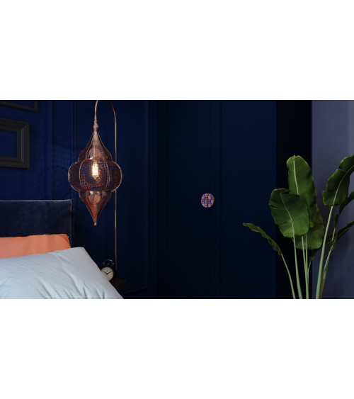 Tirador de Mueble de roble esmaltado semicircular azul