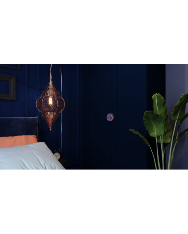 Tirador de Mueble de roble esmaltado semicircular azul
