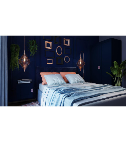 Tirador de Mueble de roble esmaltado semicircular azul